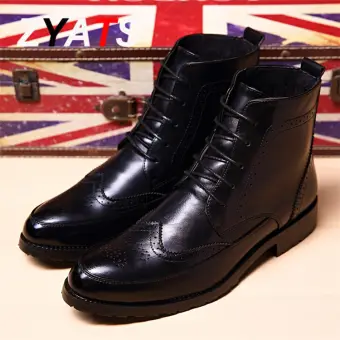ZYATS Bullock Men\u0027s Fashion Formal High British Style Martin Boots Business Casual Ankle Boots