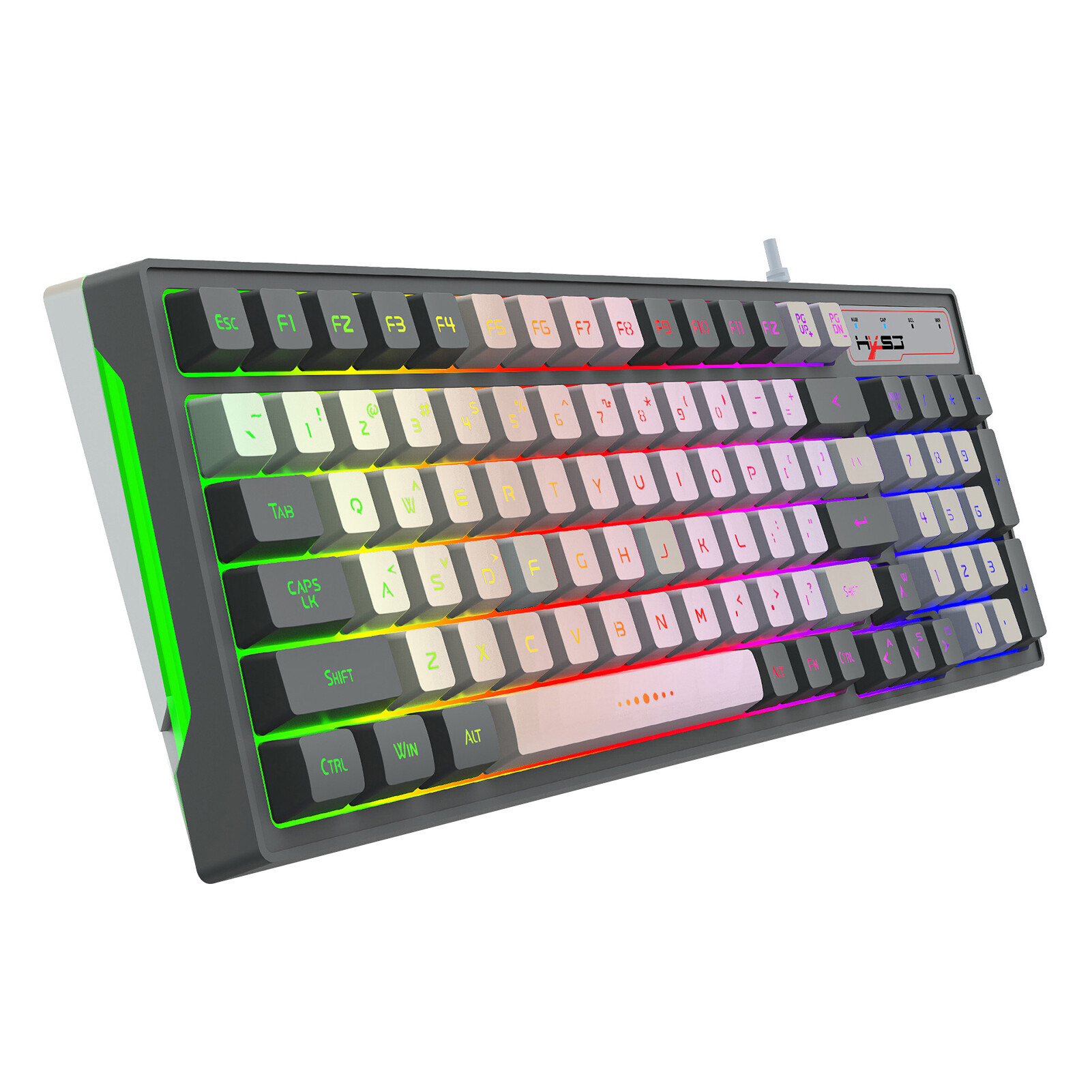 GeniusC V600 Wired Keyboard Quick Response Anti-skid Compact 96 Keys RGB Backlight USB Gaming Keypad for Desktop Useful PC Keyboard