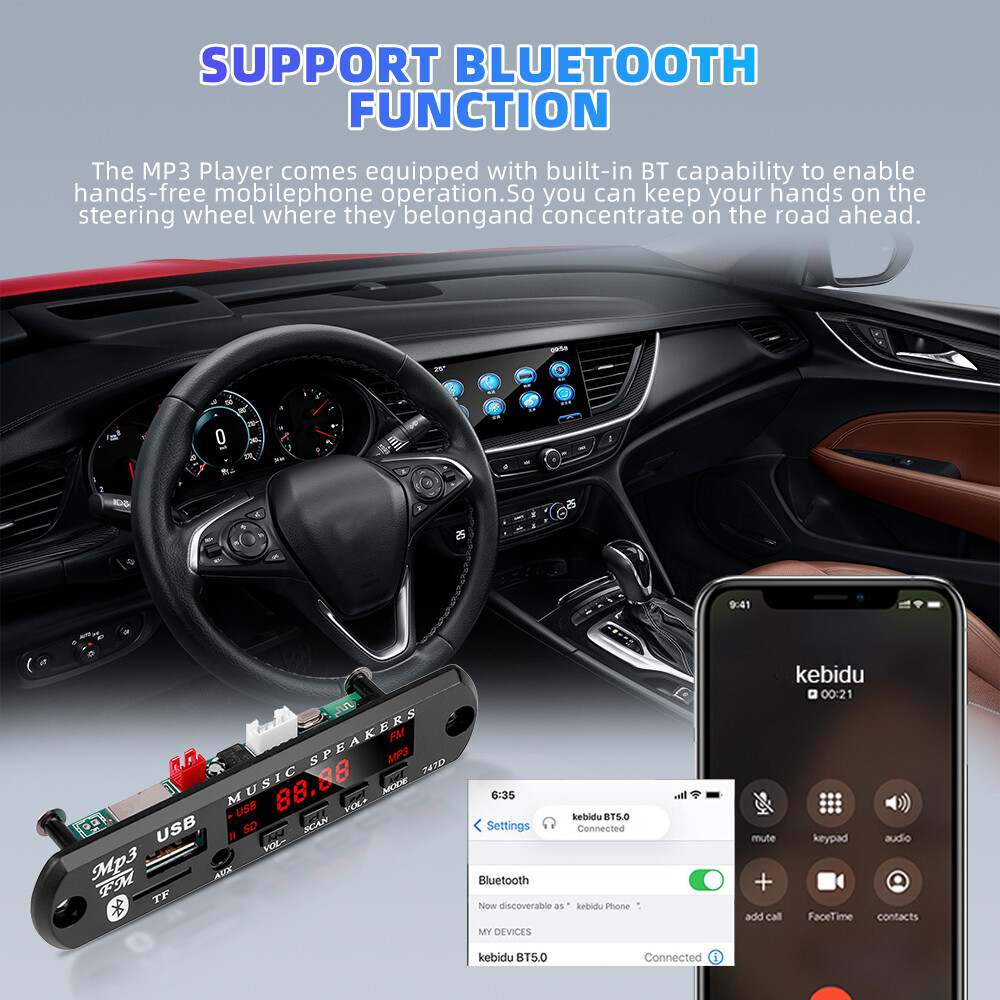 Bảng Mạch Giải Mã MP3 Bluetooth Bộ Phát Mô Đun Giải Mã Không Dây 5V 12V Trên Xe Hơi Bộ Thu Âm Thanh Aux 3.5Mm Đài FM TF Đĩa U USB Kèm Điều Khiển Từ Xa (Đèn LED, Màn Hình LCD Màu Tùy Chọn)