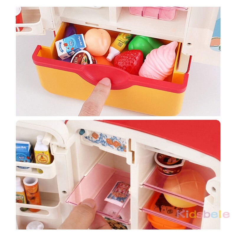【Ready Stock】 30 Món Đồ Chơi Trẻ Em Giả Vờ, Tủ Lạnh Mô Phỏng Đôi Đồ Chơi Nhà Bếp Mini Giáo Dục, Vai Trò Chơi Đồ Chơi
