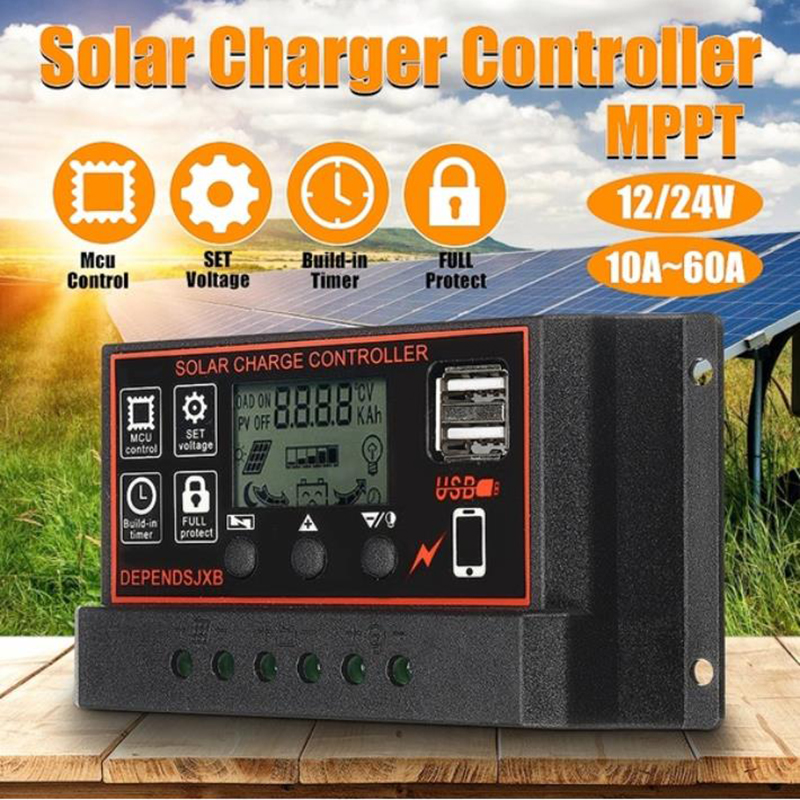 MPPT Solar Charge Controller Dual USB LCD Auto Solar Cell Panel Charger ...