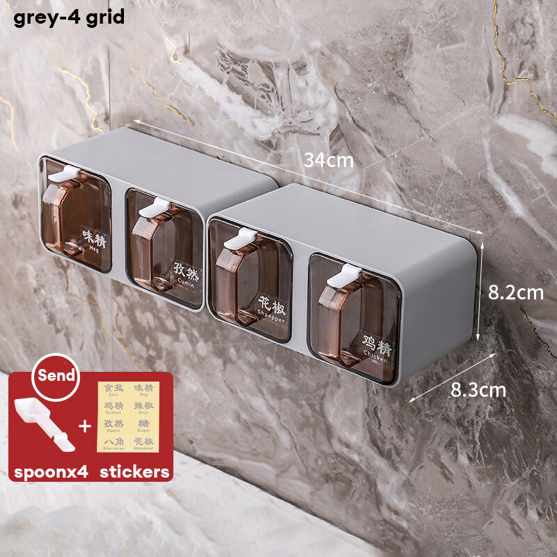 Non-punched seasoning box, drawer type kitchen shelf, wall-mounted seasoning box, plastic seasoning salt storage box