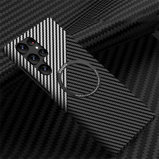 Hoce luxury magnetic carbon fiber cases for samsung galaxy s24 s23 s22 s21 plus slim thin hard back cover for s23 s24 ultra s22 ultra shockproof case