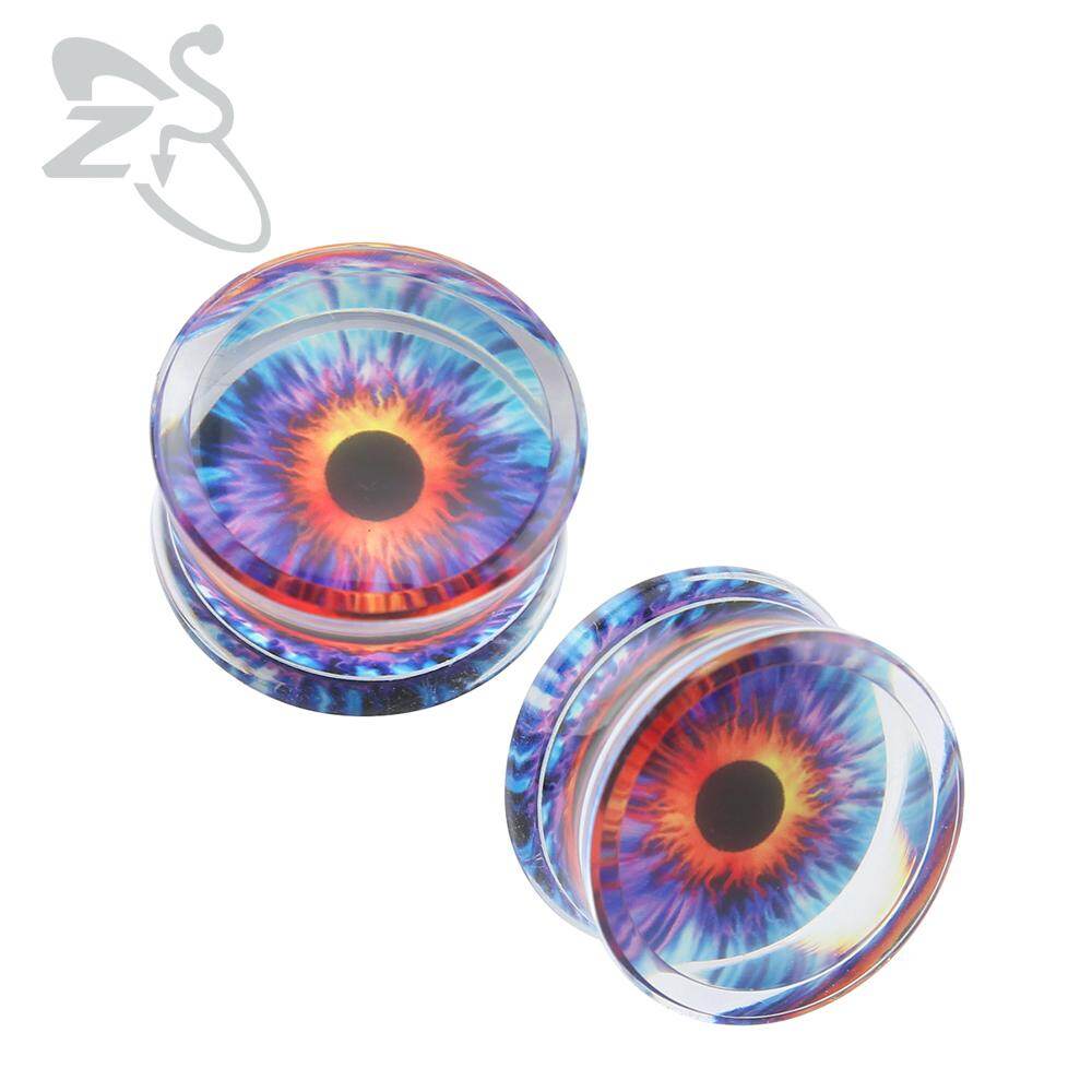 8-22MM Punk Style Acrylic Ear Plugs Tunnels Purple Evil Eye Ear Gauges Piercing Double Flared Ear Stretcher Ear Expander Body Jewelry