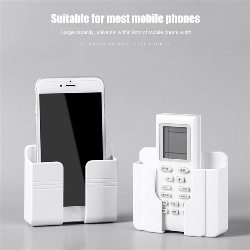 Wall Mounted Organizer Storage Box Remote Control Mounted Mobile Phone Plug Wall Holder Charging Multifunction Holder Stand