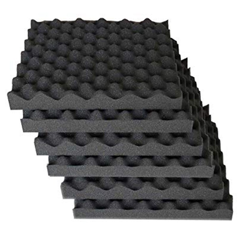 6 Pcs Soundproofing Foam Studio Acoustic Foam Soundproof Absorption Black Wedge Polyurethane Foam 30 x 30 x 3cm