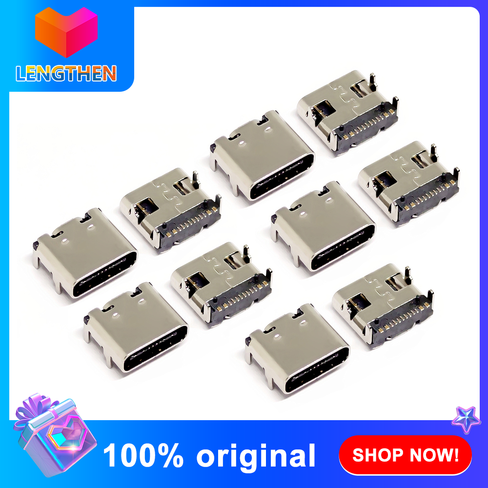 FocusAi USB 3.1 Type-c 16 Pin Female Connector for Mobile Phone Charging Port Charging Socket Tow Feet Plug Compatible for Huawei