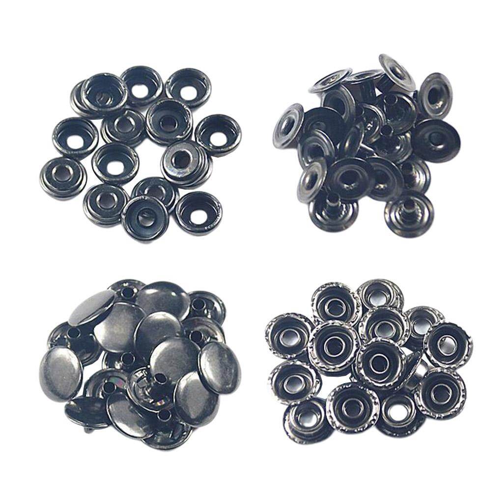 meriglare 50Pcs/set Metal Snap Buttons Double Cap Metal Rivets Snap Fasteners No Sewing Press Studs Poppers for DIY Leather Art and Craft Decoration