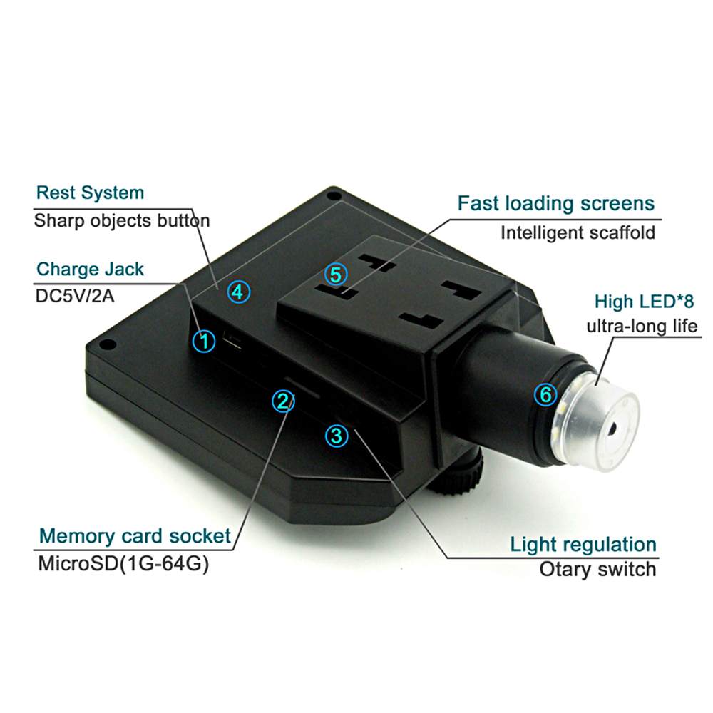 KKmoon G600 Portable LCD Digital Microscope with High Brightness 8 LEDs and Built-in Lithium B-attery