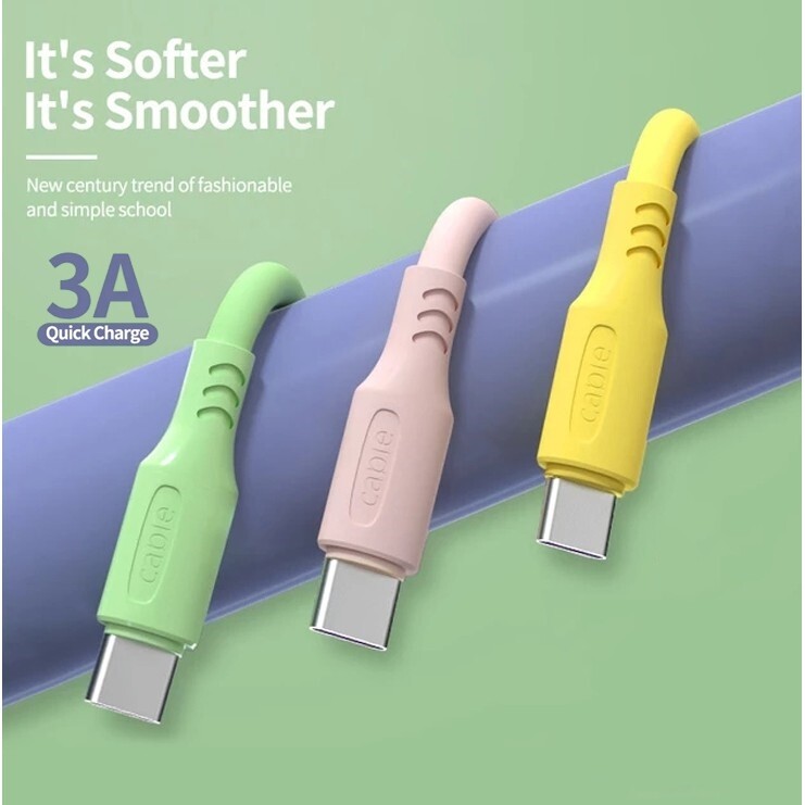CrashStar 3A 1M Liquid Silicone Charging Cable Fast Charger For Type-C / Android Micro USB / iPhone IOS Cord Cute Candy Colors Hot Sale