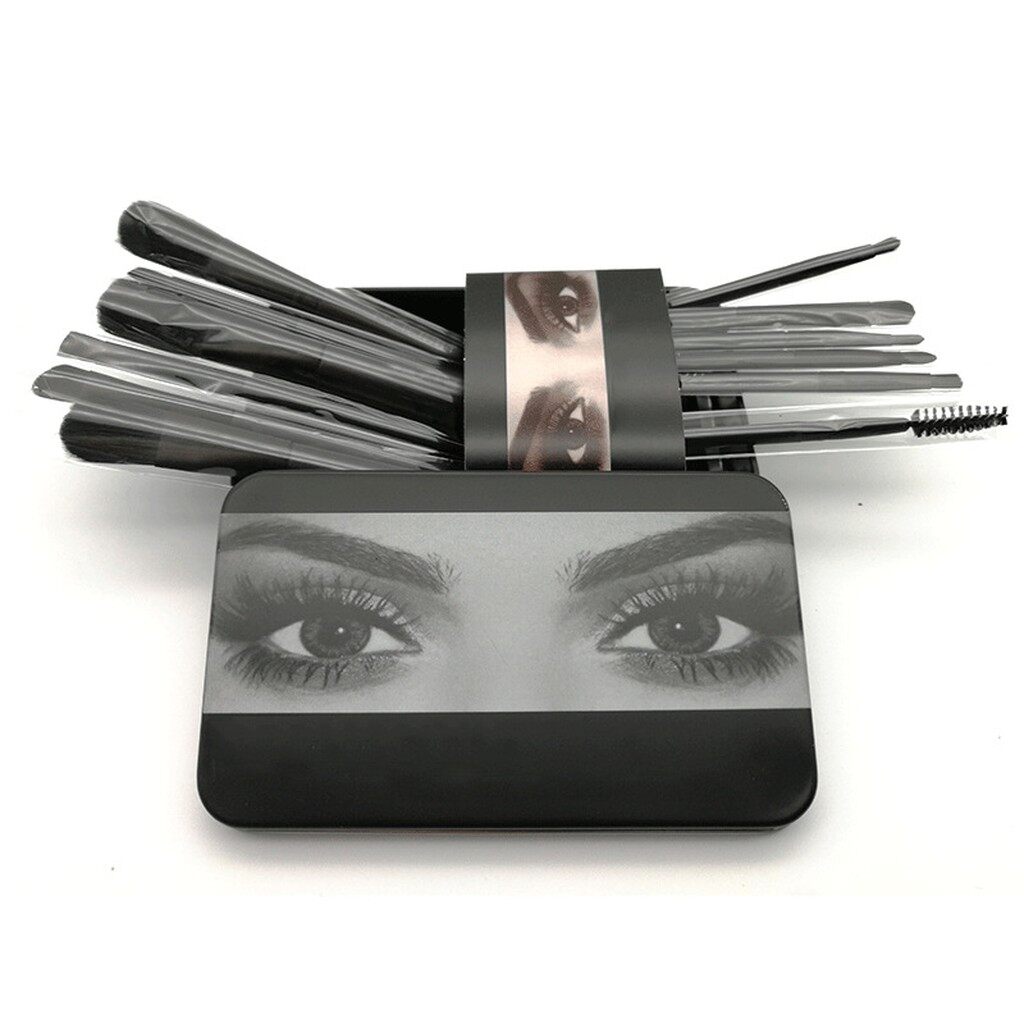 Iron Box 12 Pcs a Set Makeup Brushes Eye Shadow Brush Portable