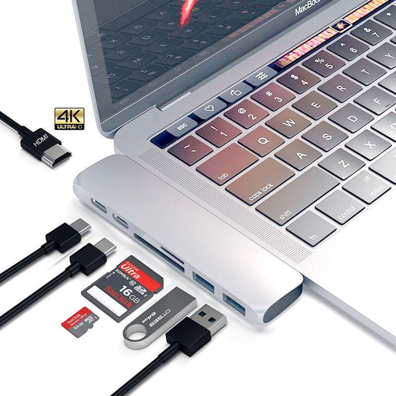 USB-C HUB Type C to 4K HDMI Adapter PD Charge SD Card Reader Fr 2019 MacBook Pro