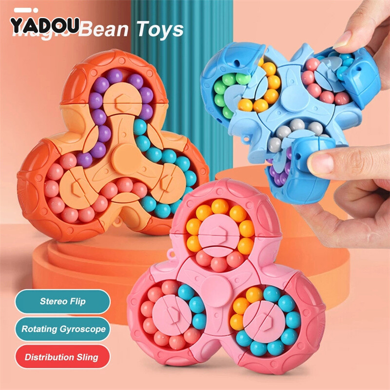 YADOU Creative fidget spinner Six-sided rotating Rubik's cube Magic beans puzzle decompression brain development desktop ball toys