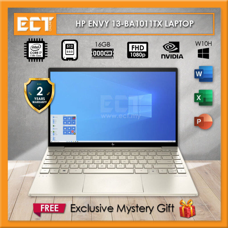 HP ENVY 13-ba1011TX Laptop (i7-1165G7 4.7GHz, 512GB, 16GB, NV MX450 2GB, 13.3 FHD, W10) - Gold Malaysia