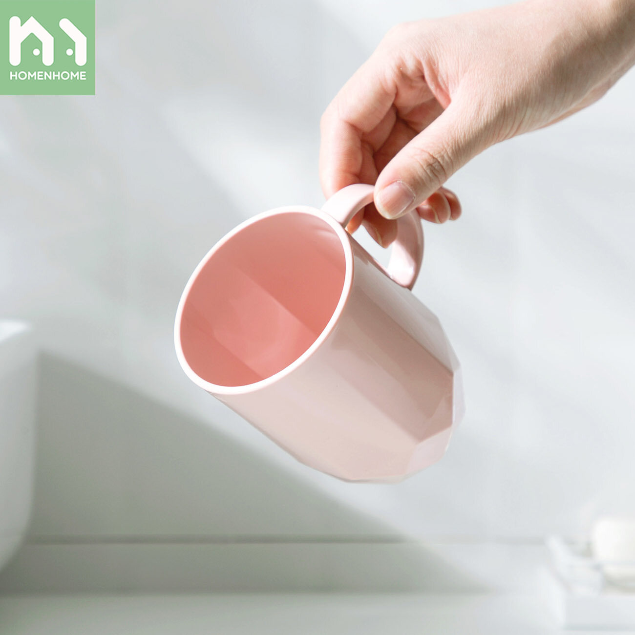 Homenhome Cốc Đôi Đơn Giản Có Tay Cầm, Cốc Nhựa Gia Dụng