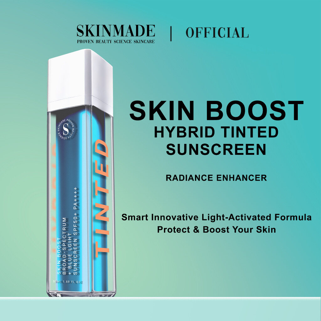 SKINMADE Skin Boost Hybrid Broad-Spectrum + Blue Light Sunscreen SPF 50 ...