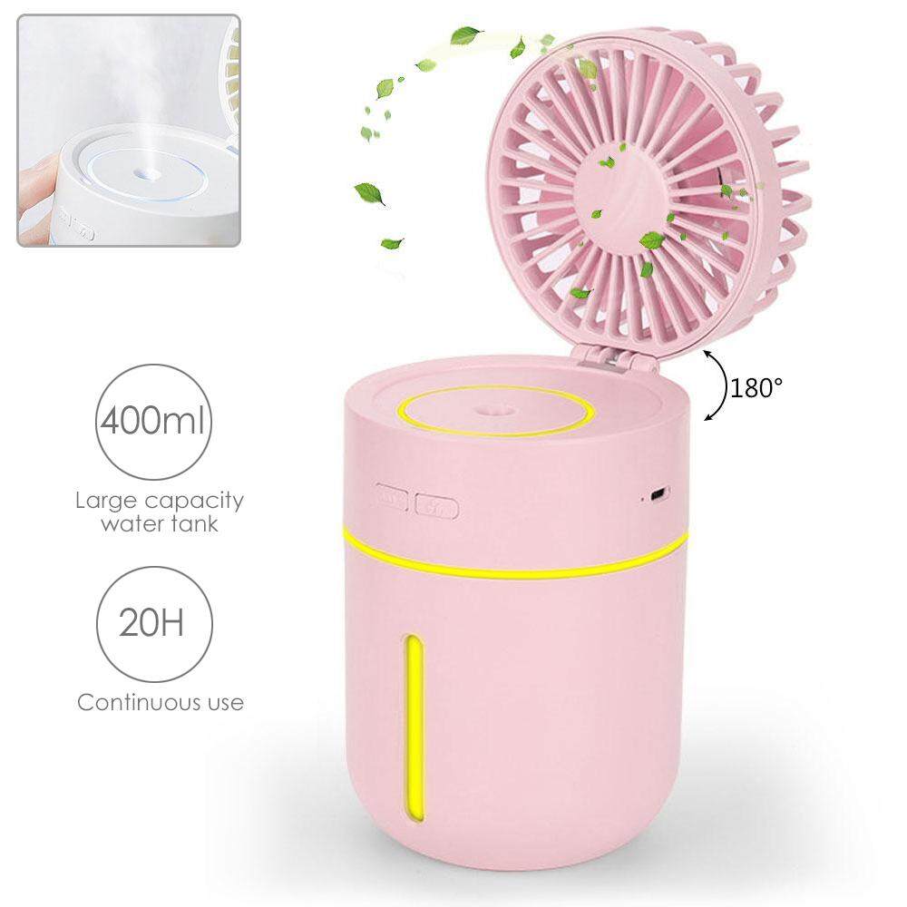 Nicee New Upgrade 2 In 1 Mini Humidifier Desk Personal Fan Usb Rechargeable With Cooling Mist Foldable Desktop