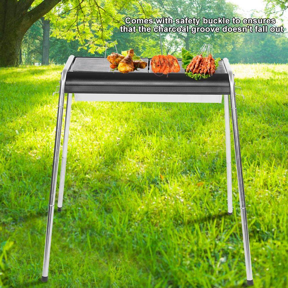 Sweetbaby Thép không gỉ Gấp Vỉ Nướng BBQ Bếp Than Đen