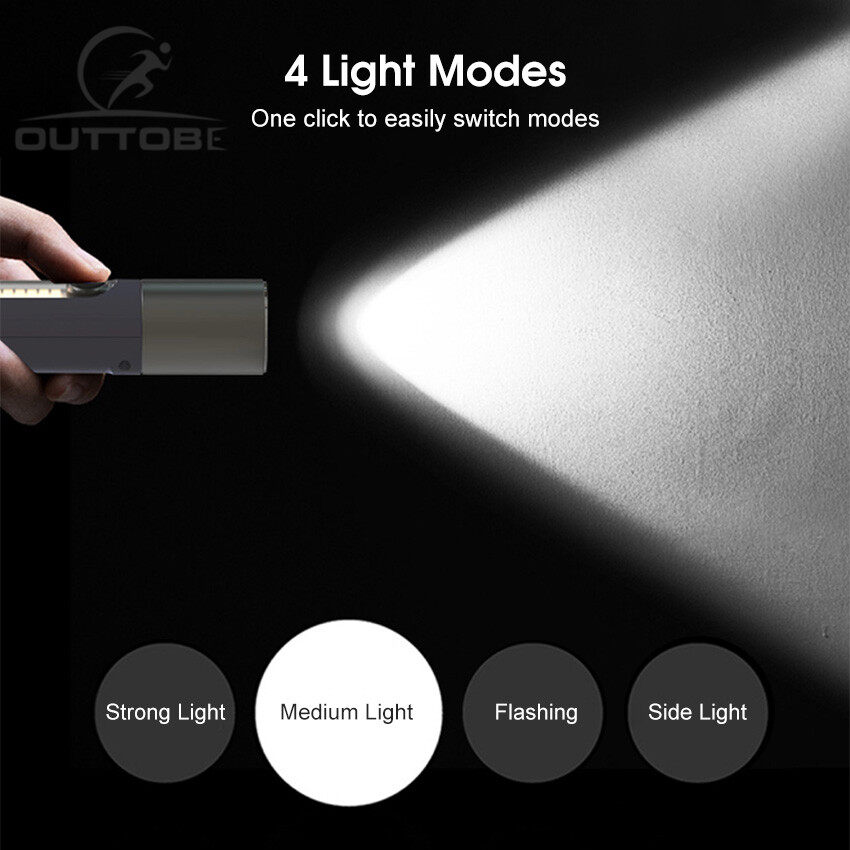 Outtobe Đèn Pin Móc Khóa Đèn Pin Mini Thu Gọn Lấy Nét Đèn Pin Sáng Mạnh Đèn Pin Thu Phóng Đèn Pin Chống Nước Đèn Pin Sạc USB Đèn Di Động Có Đèn Bên Và Móc Cho Trường Hợp Khẩn Cấp Gia Đình Ngoài Trời