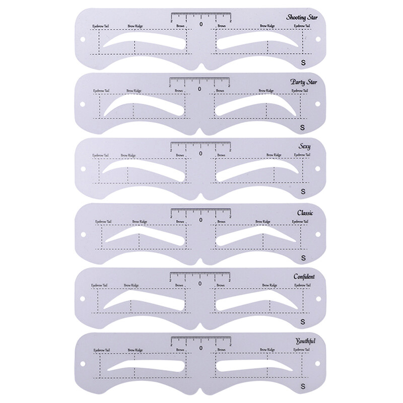 Graceful 6 Style Fixable Eyebrow Stencil Grooming Shaper Template Reusable Stickers Make Up Tools For Eye Brow Stamp Cosmetic