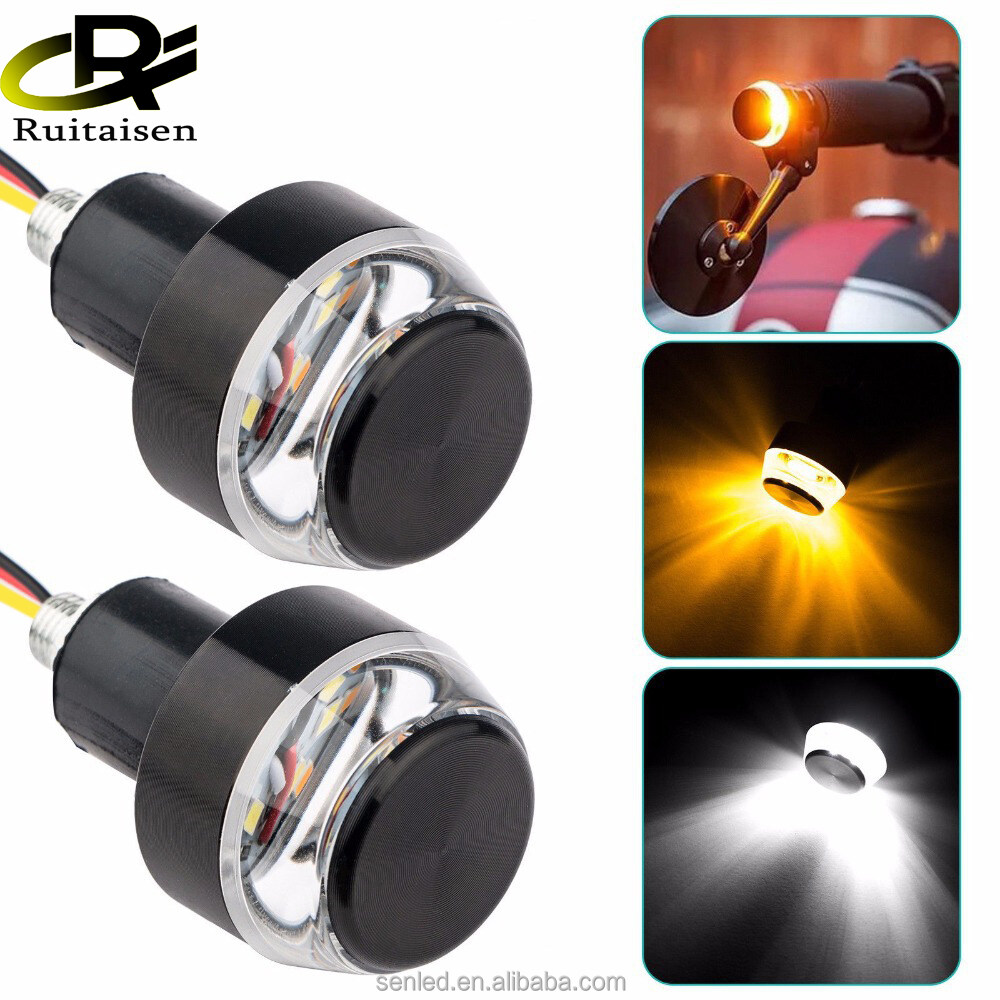 2PCS LED Motorcycle Handlebar End Turn Signal Light 22mm Indicator