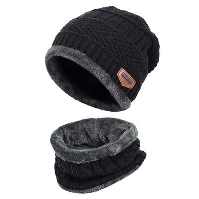 Knitted Hat Scarf Caps Neck Warmer Winter Hats For Men Women Skullies Beanies Warm Fleece Cap