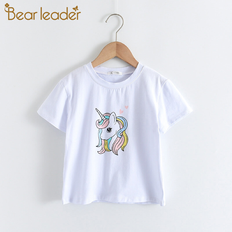 Bear Leader 2-6 Years Floral Girls T-Shirt Boys Short Sleeve Tee Tops Kids Cartoon Printing Clothes Children Birthday Party Wear