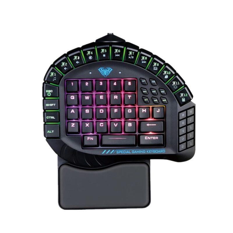Allmax AULA One-Handed Gaming Mechanical Keyboard Blue Switch 30 Keys RGB Backlight Keypad Portable Mini Master Keyboard For PC Gamer Singapore