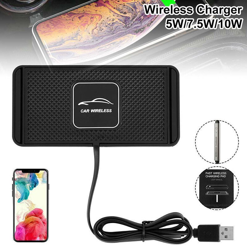 BOKALI 1PCS Car QI Wireless Phone Charger Non Slip Pad Mat Fast Charging for iPhone Samsung