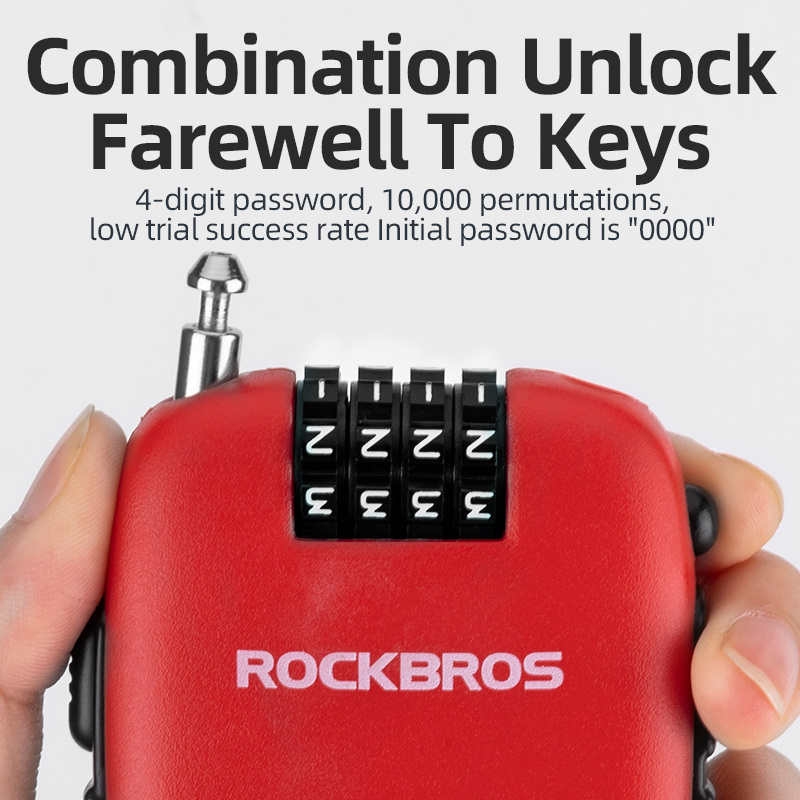 【Giao hàng địa phương】ROCKBROS Khóa Xe Đạp Khóa Cáp Mã Chống Trộm Khóa Mũ Bảo Hiểm Khóa Cáp Co Rút Xe Máy Phụ Kiện Xe Đạp