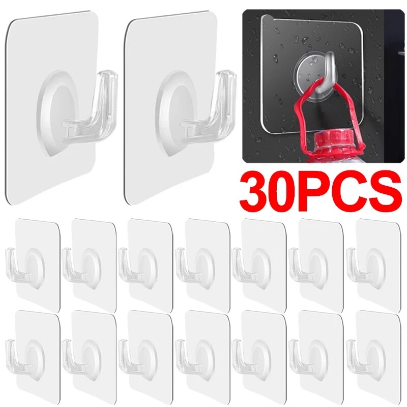 Feelife 1-30 cái móc móc treo tường cửa móc tự dính trong suốt Giá tải nặng Giá treo khăn Túi sắp xếp phòng tắm nhà bếp