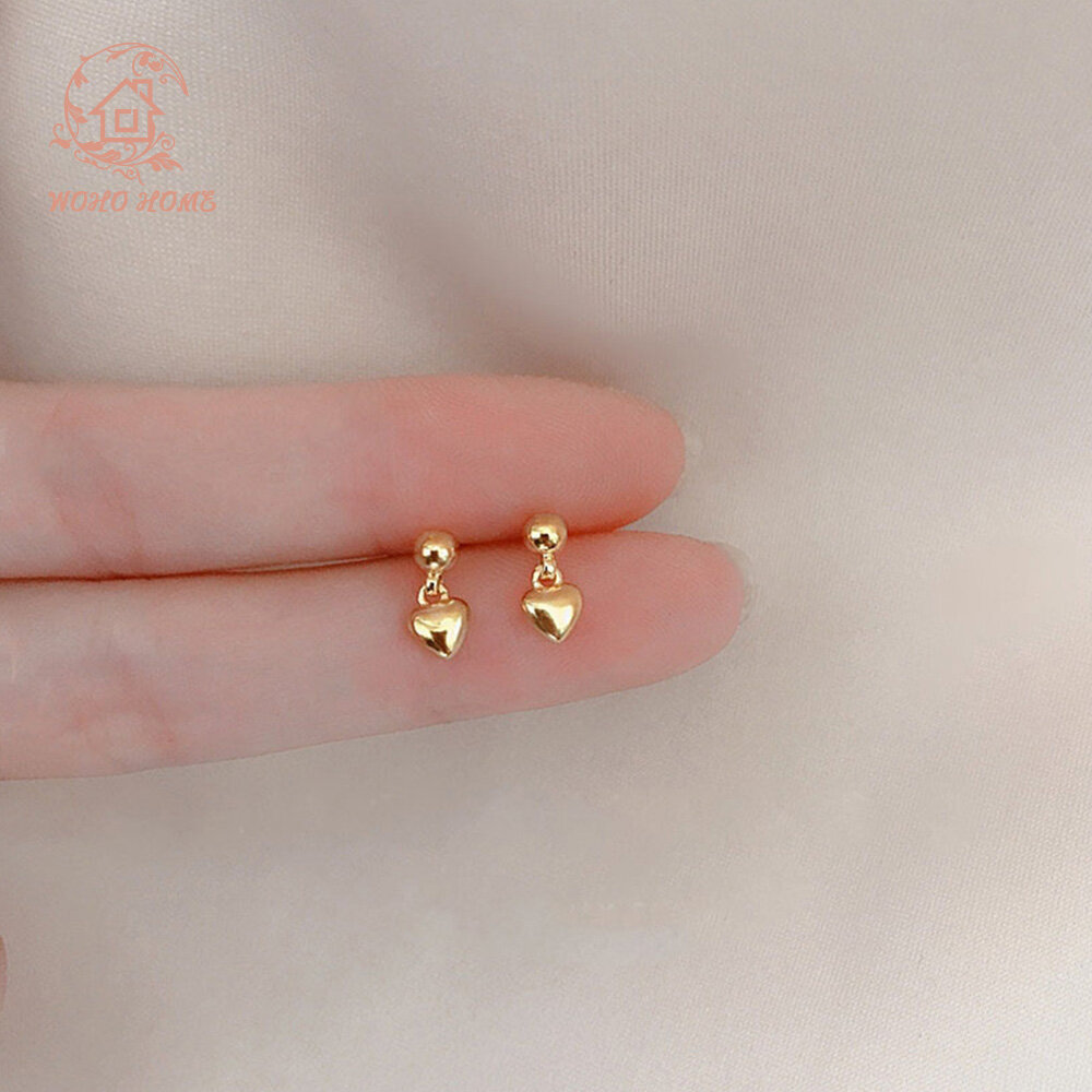 Sanhe 925 Silver Needle Gold Love Earrings for Women Exquisite Mini Simple Ins Style