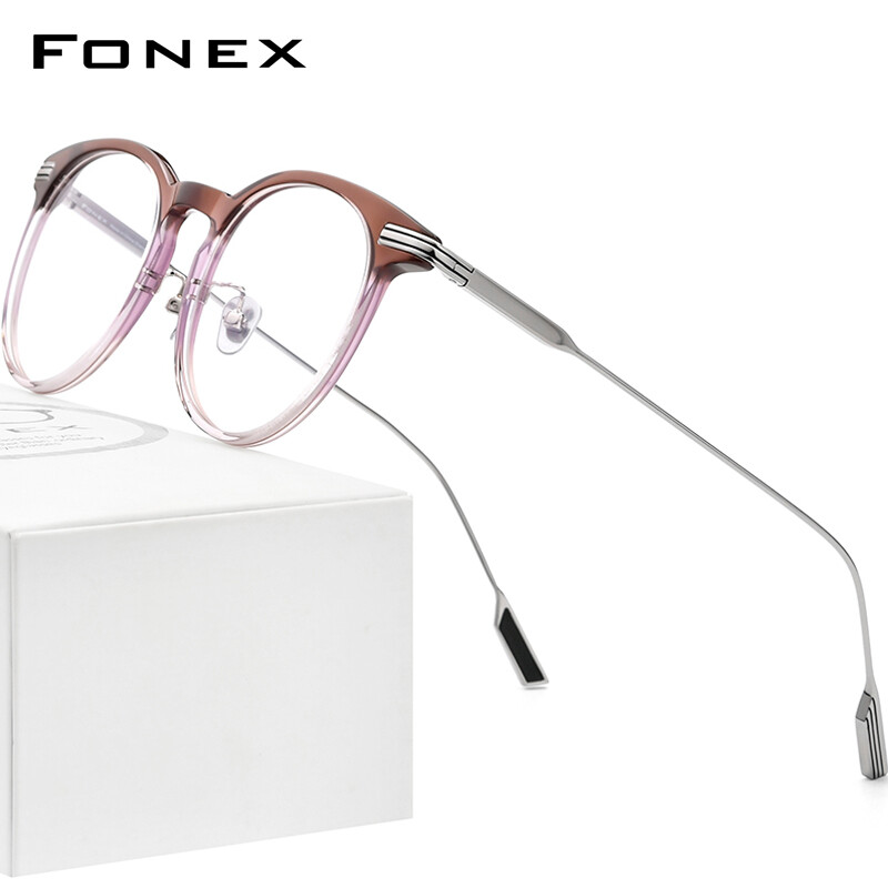 FONEX Acetate Titanium Glasses Frame Men 2022 New Retro Vintage Square Eyeglasses Women Ultralight Optical Frames Spectacles Korean Japaness Style Eyewear F85648