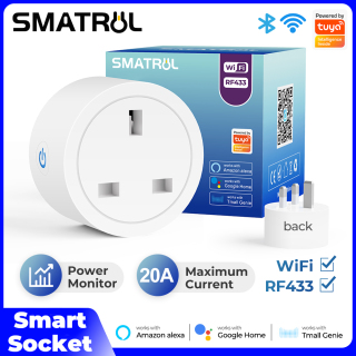 SMATRUL Ổ Cắm Thông Minh 20A Tuya Smartlife WiFi + RF433 UK Bộ Chuyển Đổi thumbnail