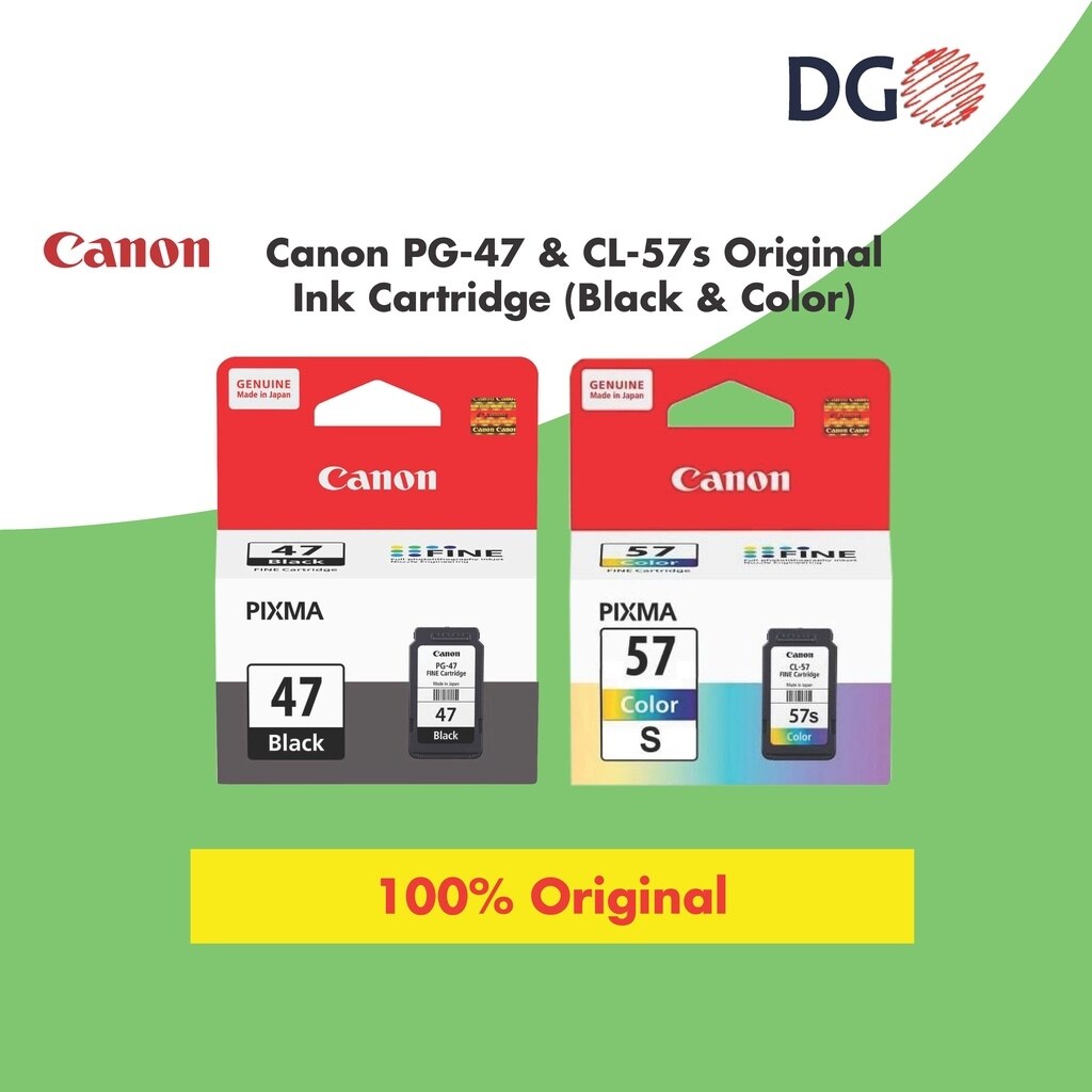 ORIGINAL Canon PG47 (BLACK) CL57 CL57S (COLOUR) Cartridge Ink E410 E470