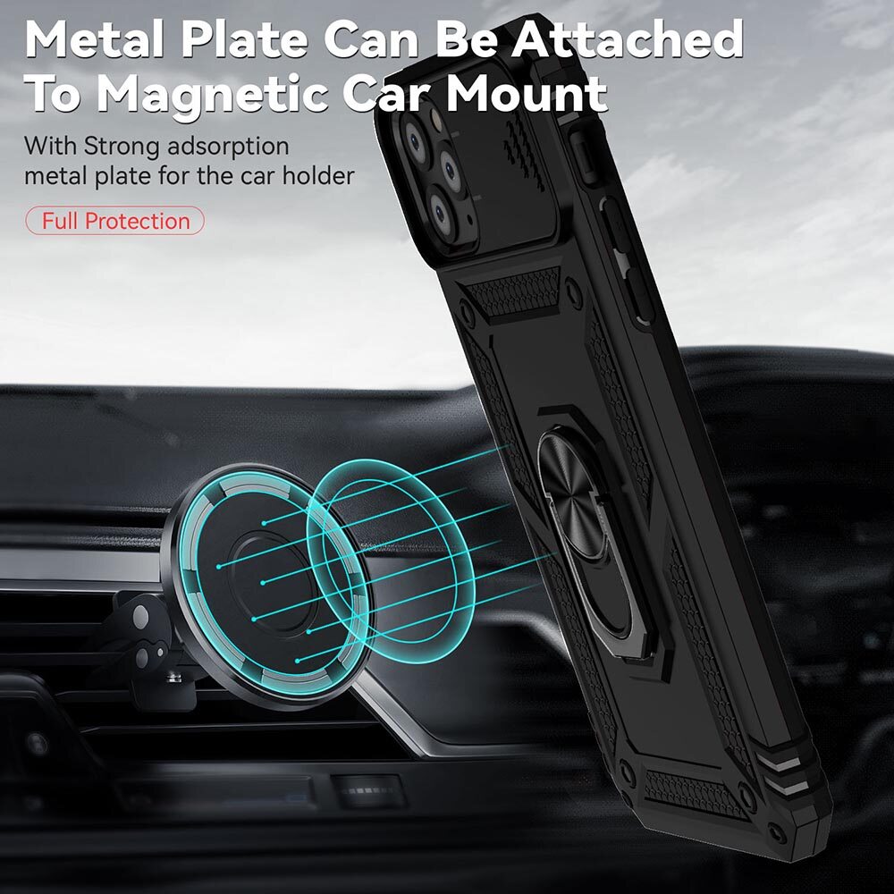 For iPhone 11 Pro Max 6.7 Phone Case,For iPhone 11 Pro 5.8 Cases,Sergeant Push Window Protection Camera Armor Ring Bracket Back Cover For iPhone 11 6.1