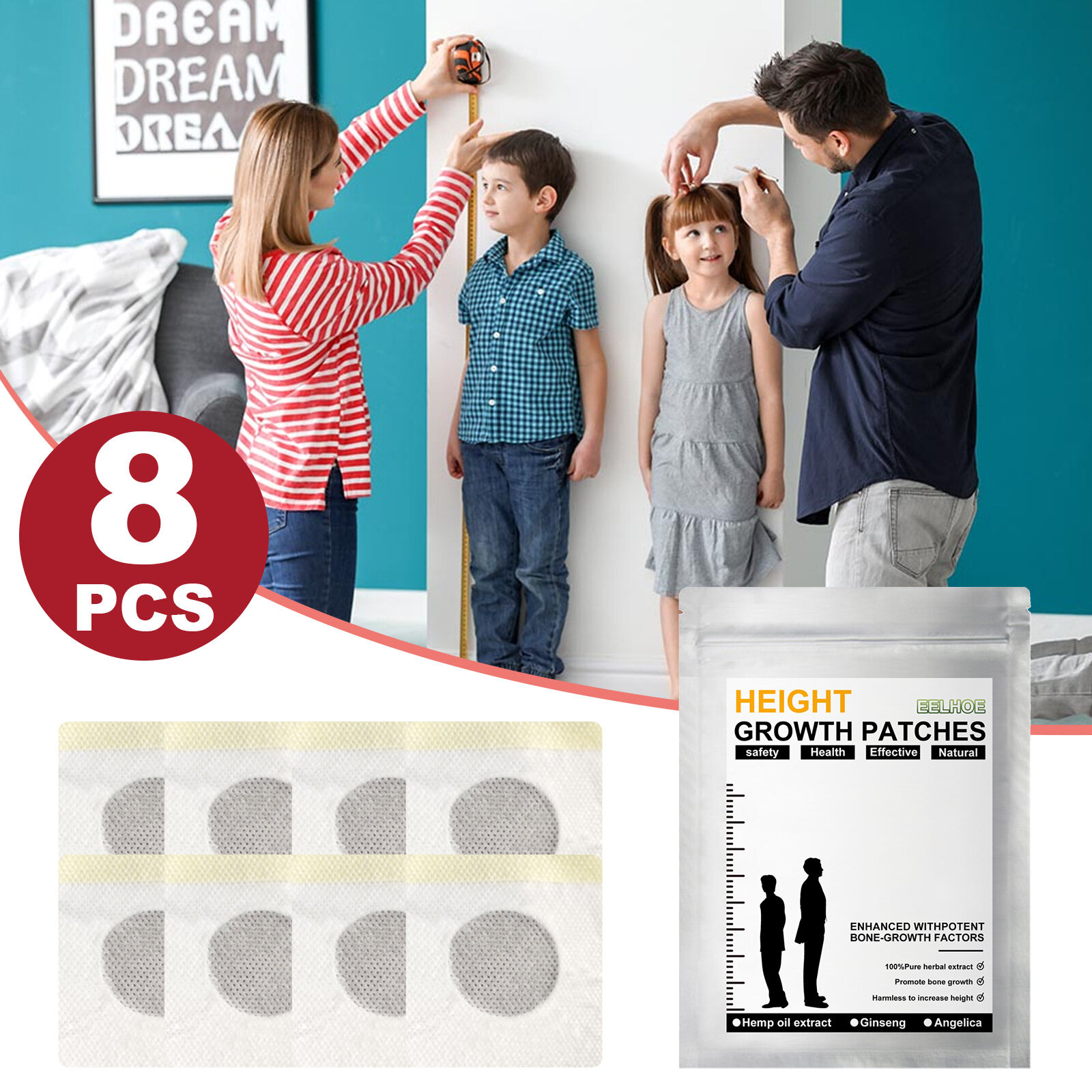 Eelhoe Height Growth Foot Patch Overcome Genetic Limitations Growtaller plaster Patch in Foot Naturally Promote Bone Growth For Adults And Teens（8pcs）