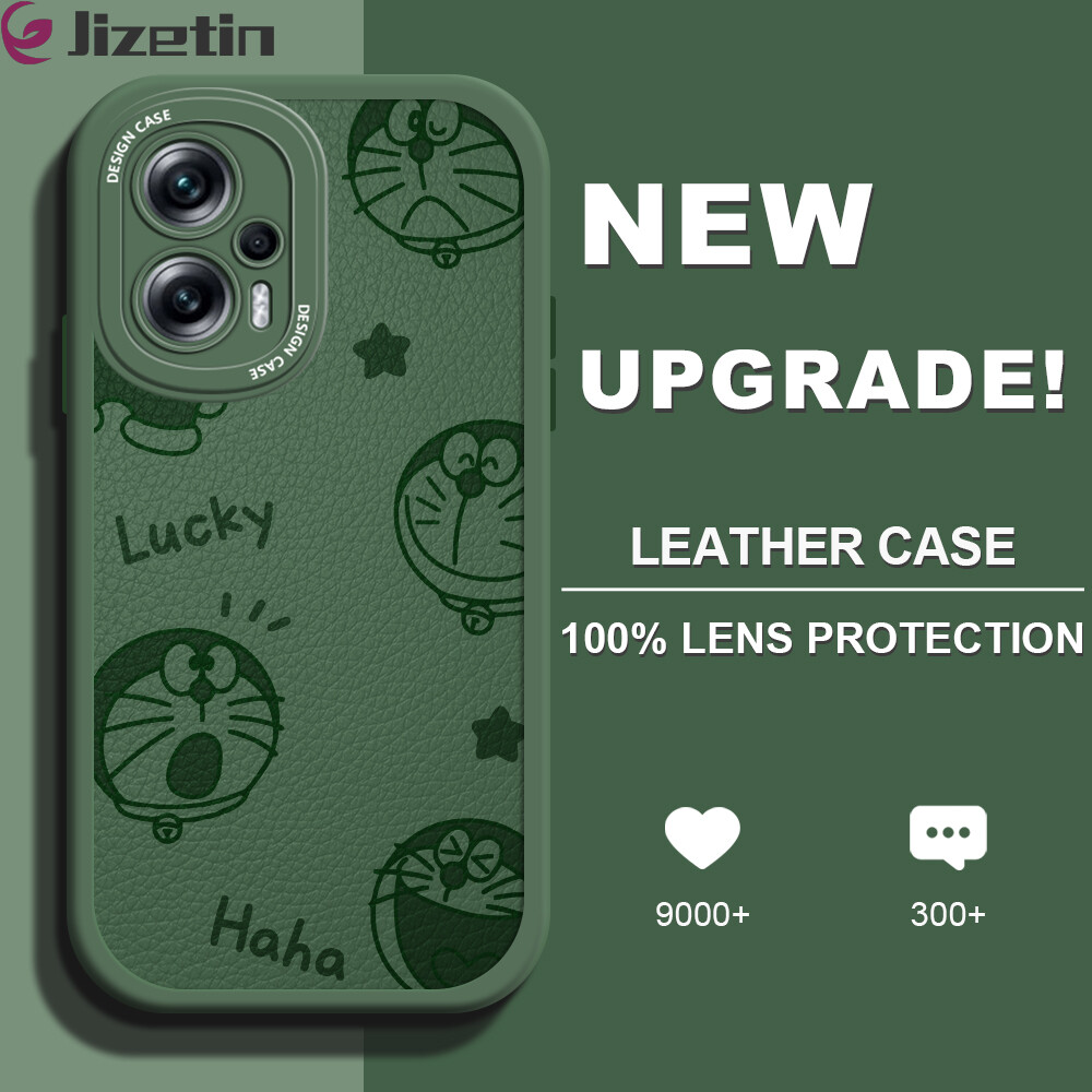 Jizetin Leather Casing For Xiaomi Redmi Note 11 Note 11 5G Note 11 Pro+ 5G Note 11S Note 11T Pro Note 11T Pro+ Handphone Casing Slim Skin Feeling Cartoon Doraemn Cat Leather Back Casing Soft Silicone PU Leather Cover Phone Case