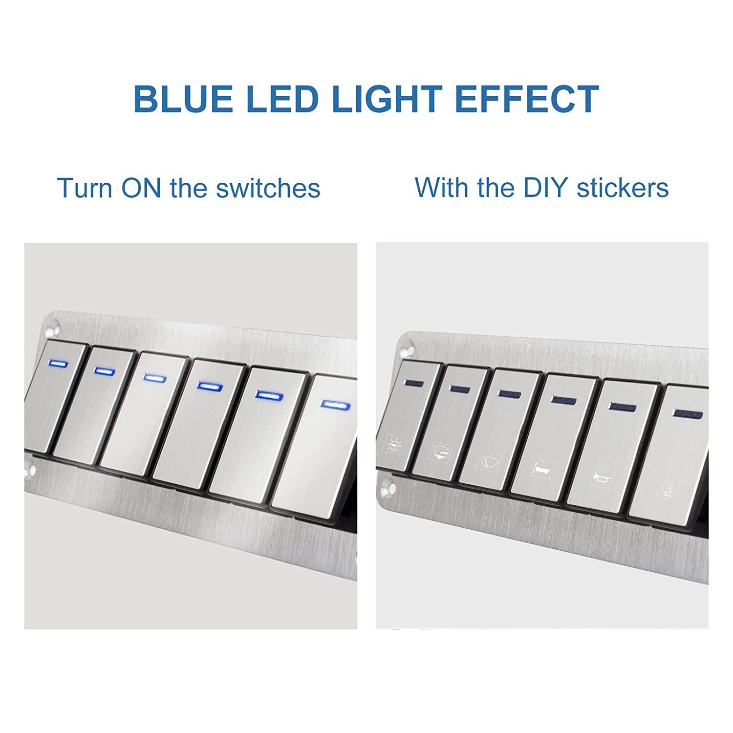 Durable Metal 2-8 Rocker Switch Panel Marine Automotive Switch Panel 12V~24V Overload Protection LED Light High Quality Waterproof Switch Panel Marine RV Rocker Switch Panel