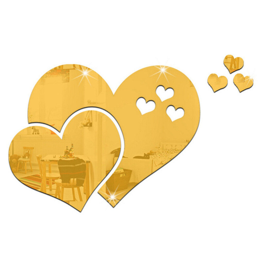 Wall Sticker 3D Mirror Acrylic Self Adhesive Modern Heart Shape Poster TV Background Ceiling Wall Decoration DIY Decor