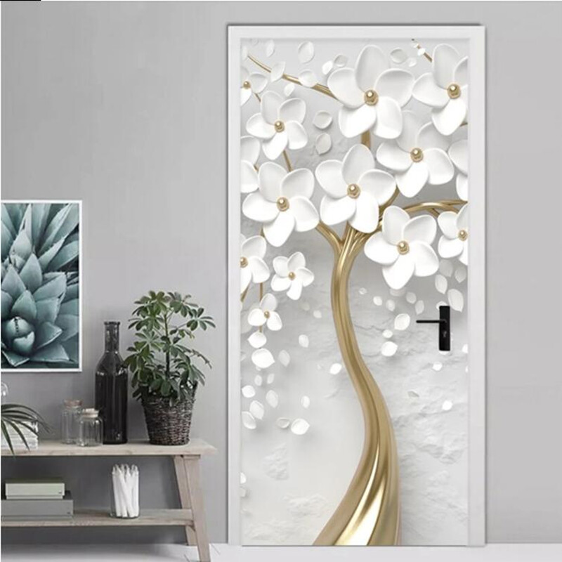 Self Adhesive 3d Rose Flower Door Sticker Jewelry Modern Door Stickers 