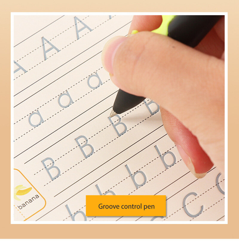 FS 4 sets English Character Practice Sticker Children's Word Practice Post Fun Math Calculation Introduction to Drawing Pen Control Training Book