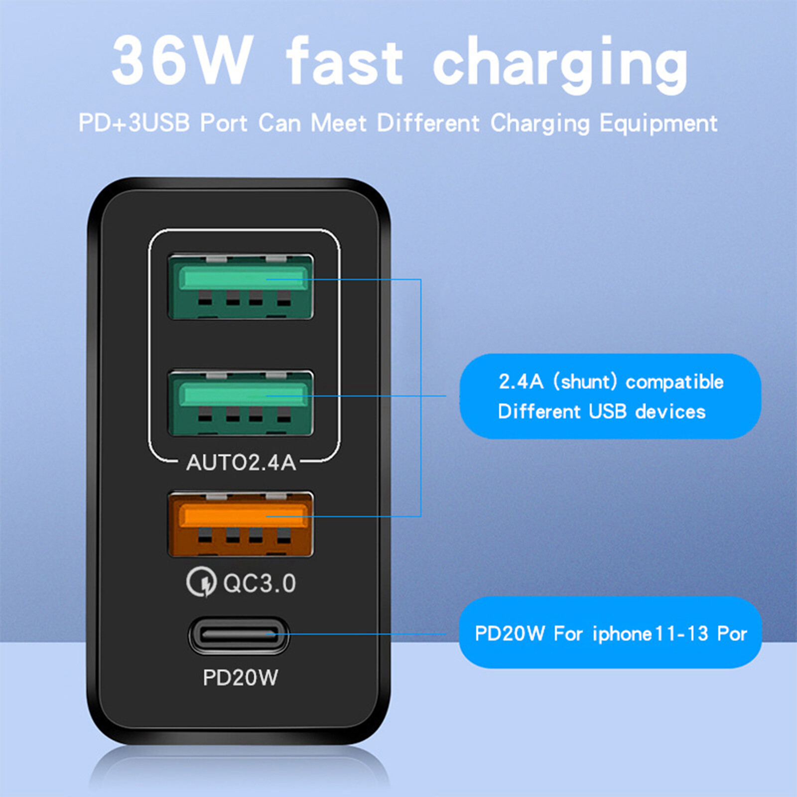 4 Port High Speed Socket UK Type Charger