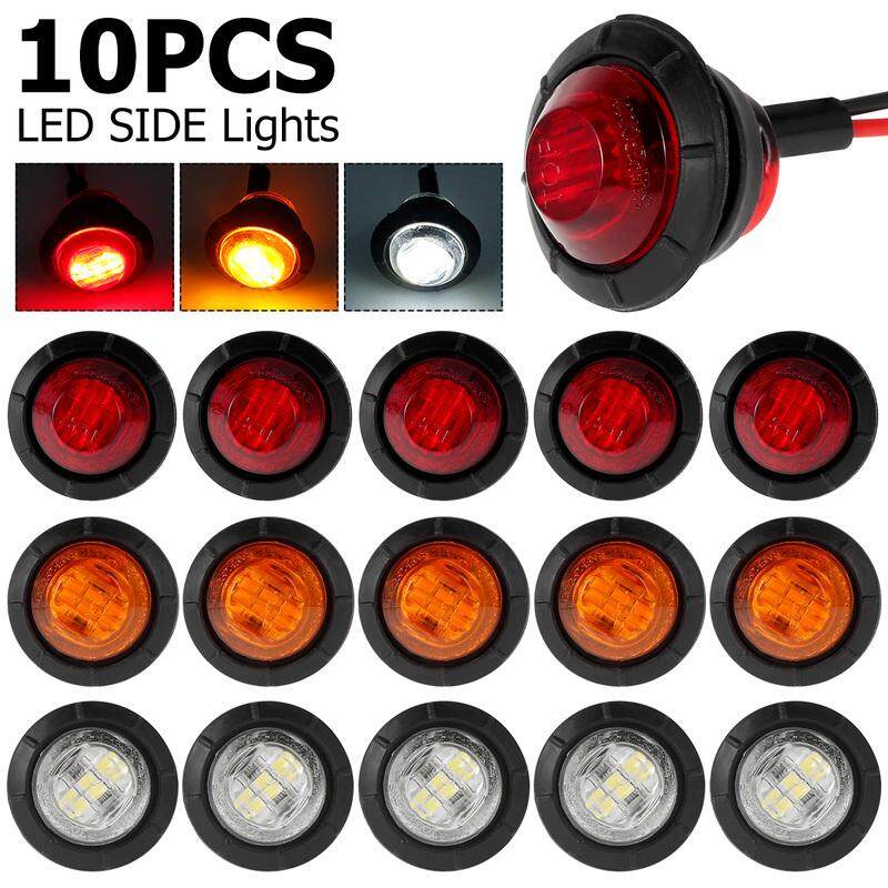 Ourbest 3/4 LED Clearence Front Rear Side Marker Indicators Light Tail Light Red 12V-24V Waterproof for Car Truck Bus Boat Green Pack of 10 Round LED Marker Lights 