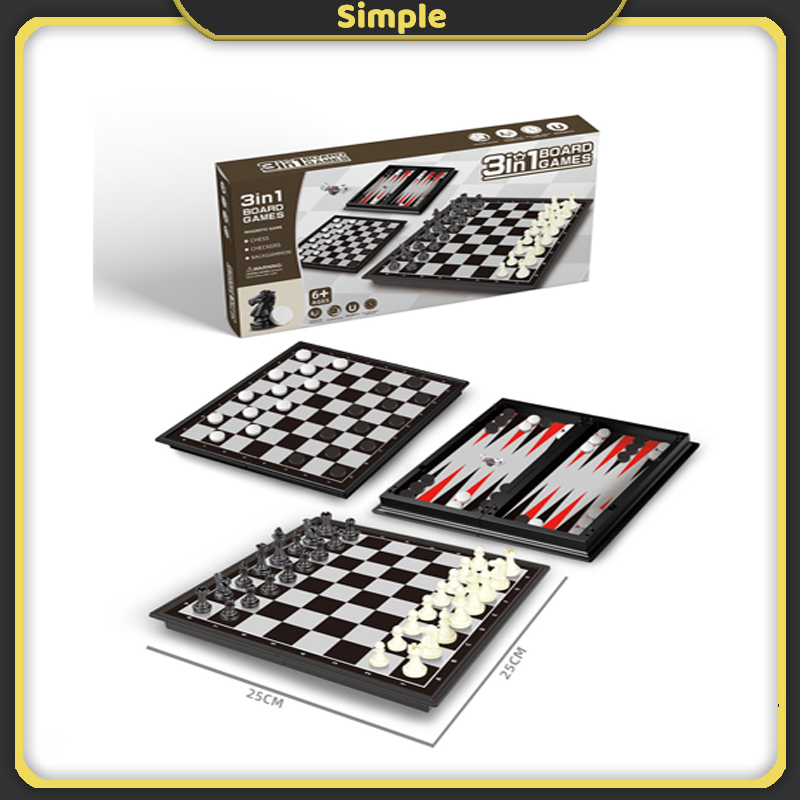 3 in 1 Chess Board Game Folding Chess Board Magnetic Educational Toy Game