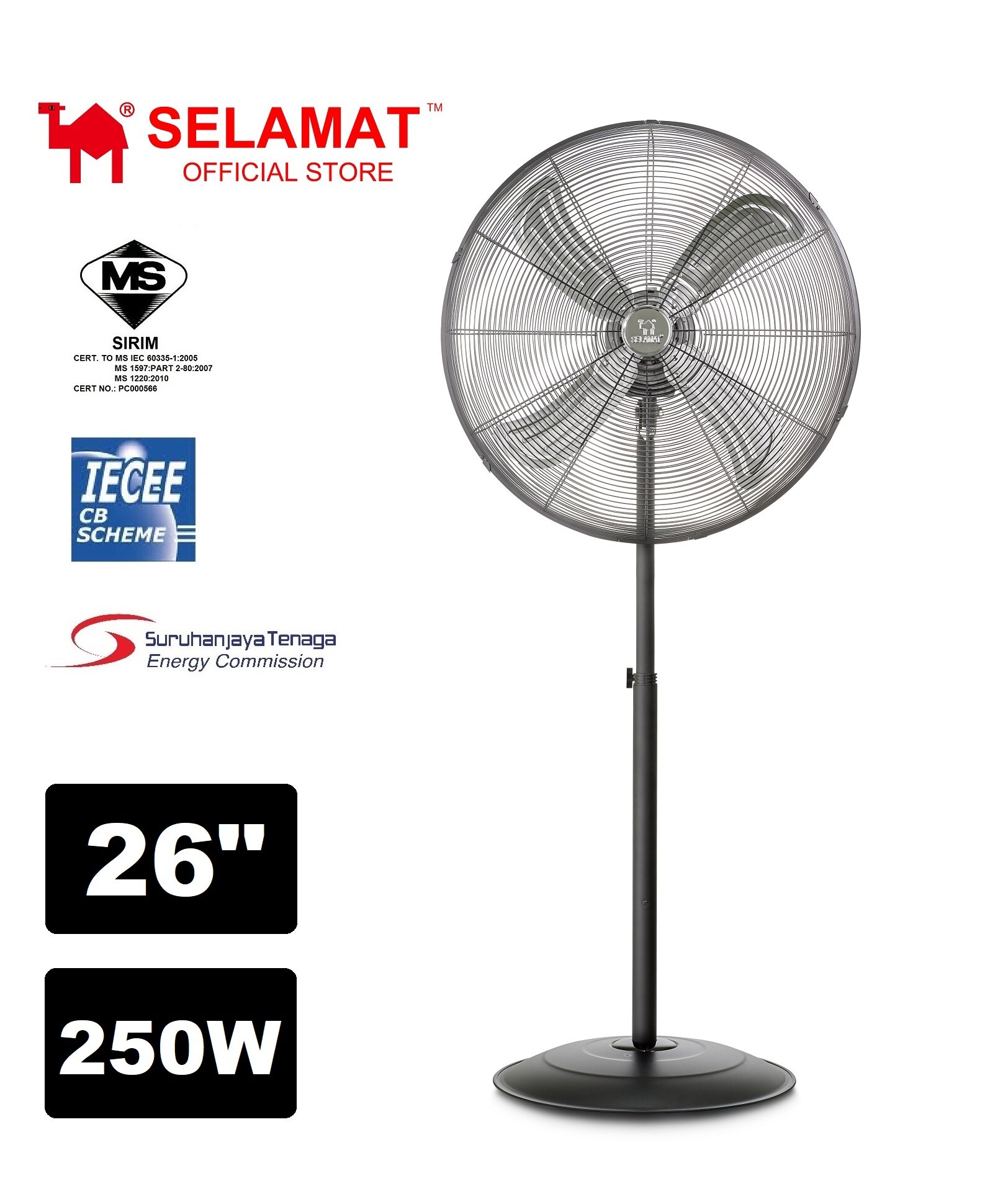 Selamat Industrial Stand Fan 26Inch/ 26" Industri Fan (SIRIM APPROVED