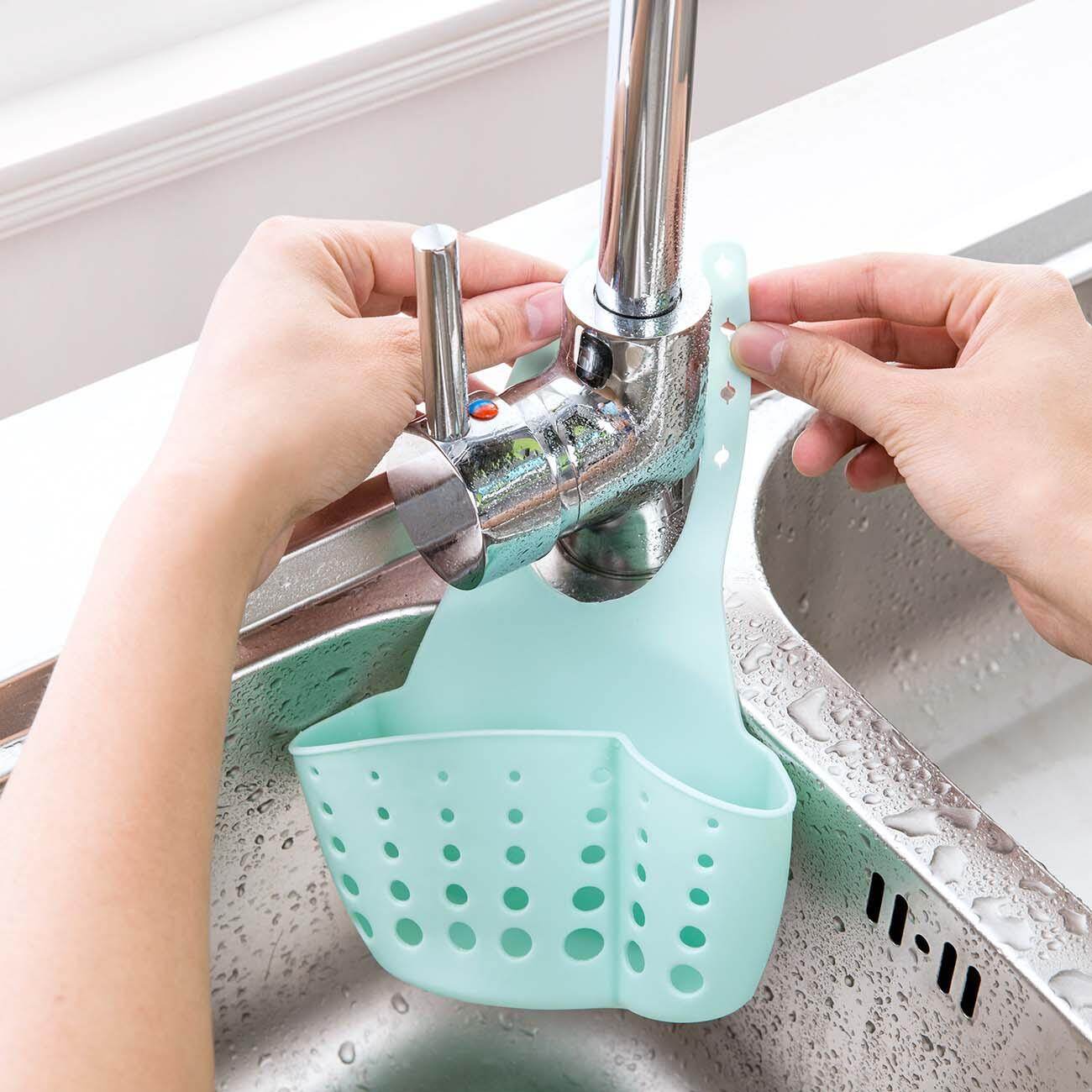 CNMF Sink Drain Basket Hanging Storage Rack Sponge Brush Holder