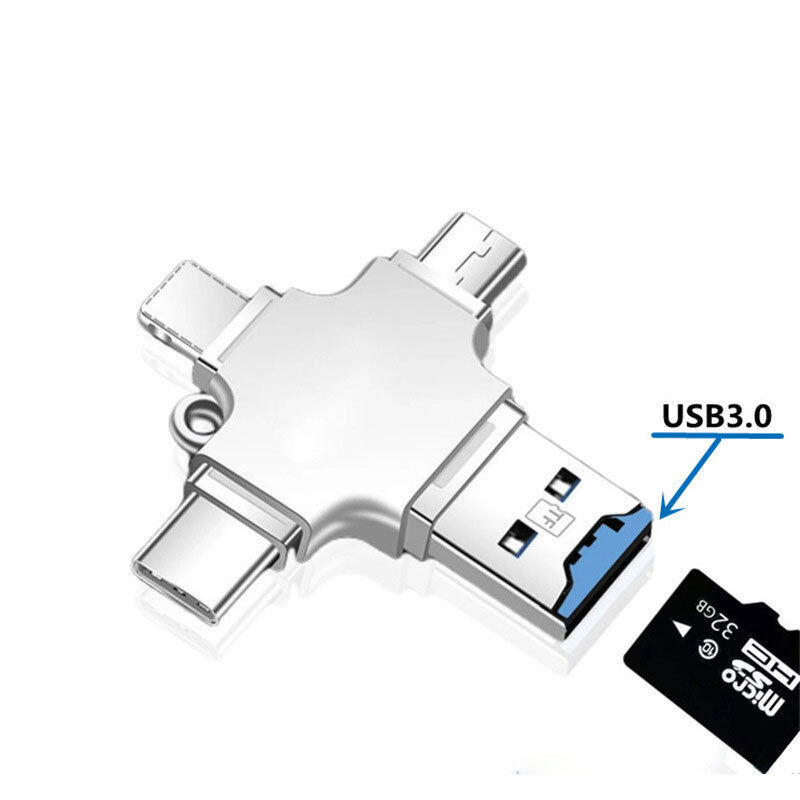 Bộ Chuyển Đổi 4 Trong 1 Đầu Đọc Thẻ Thẻ Micro Usb 3.0 Micro Sd Đến Đầu Đọc Thẻ Usb Đầu Đọc Thẻ Bộ Chuyển Đổi Otg Tương Thích Cho Iphone