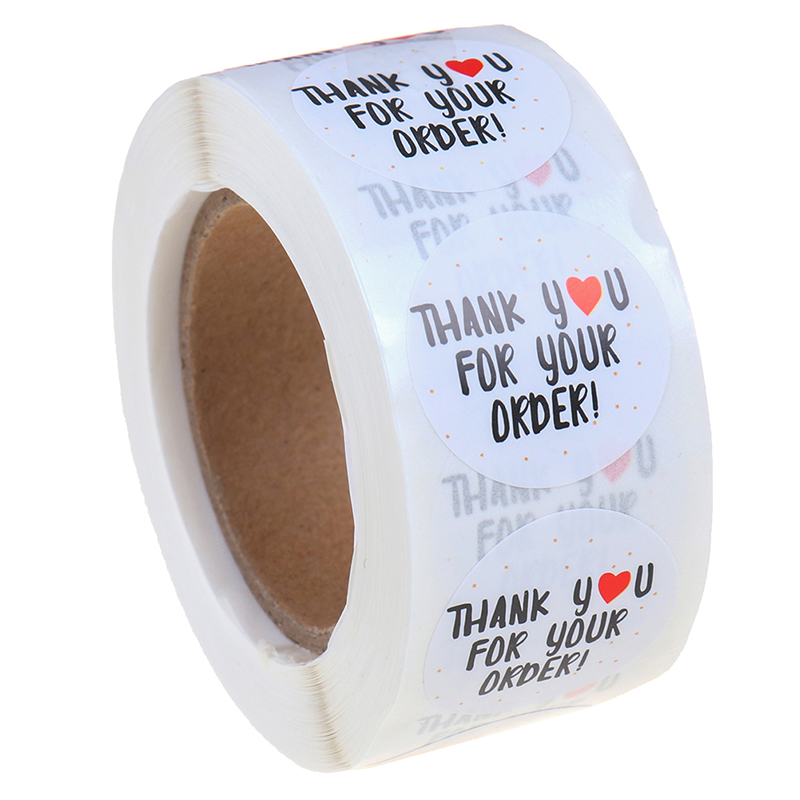 Tirgat 500pcs round thank you for your order sticker Heart Thanks for ...