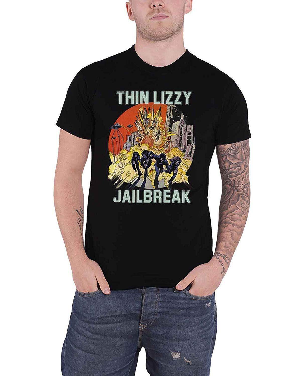Thin Lizzy T Shirt Jailbreak Explosion Band Logo Lynott Official Mens Black